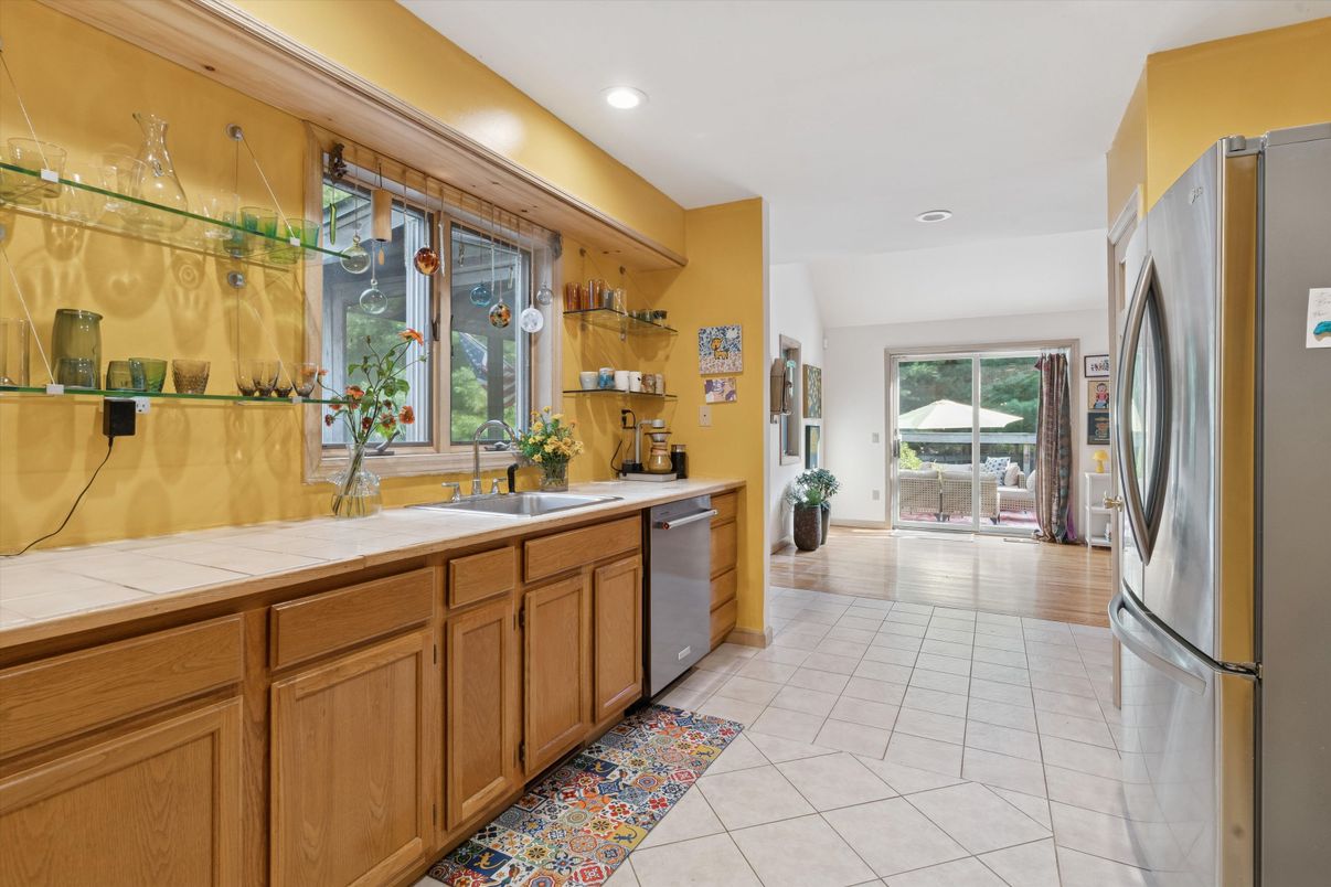 Interior, Kitchen, Recessed Lighting, Stainless Steel Appliances, Tile Countertops