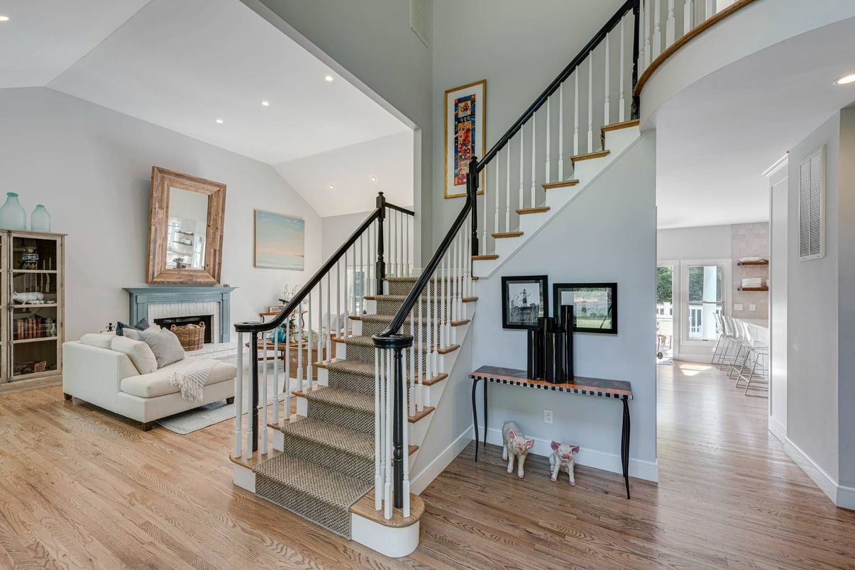 Fireplace, Interior, Recessed Lighting, Wood Texture Flooring