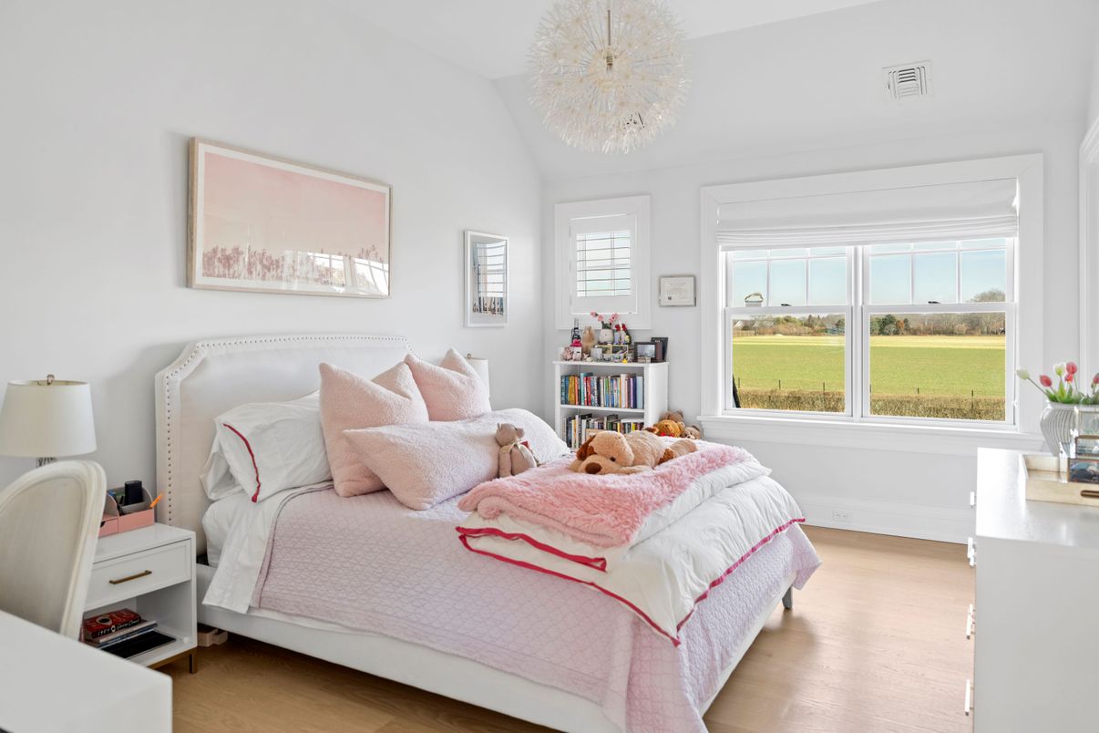 Bedroom, Chandelier, Interior, Wood Texture Flooring