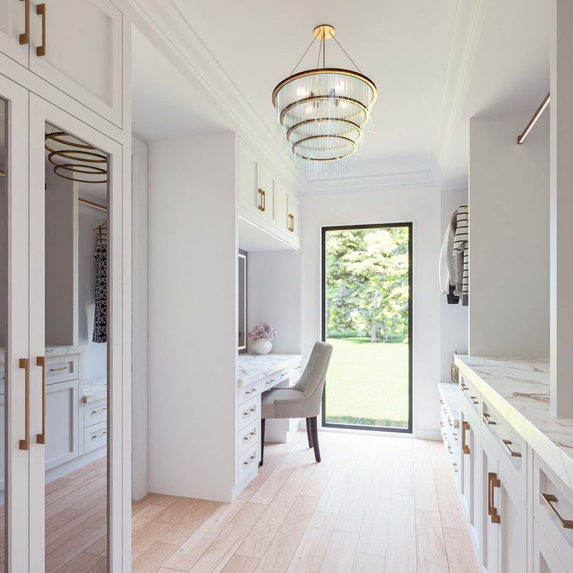 Chandelier, Home Office, Interior, Wood Texture Flooring