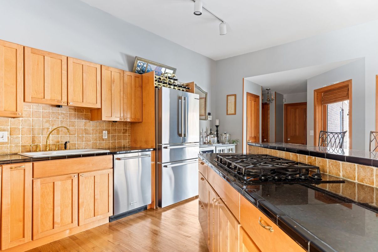 Interior, Kitchen, Stainless Steel Appliances, Wood Texture Flooring