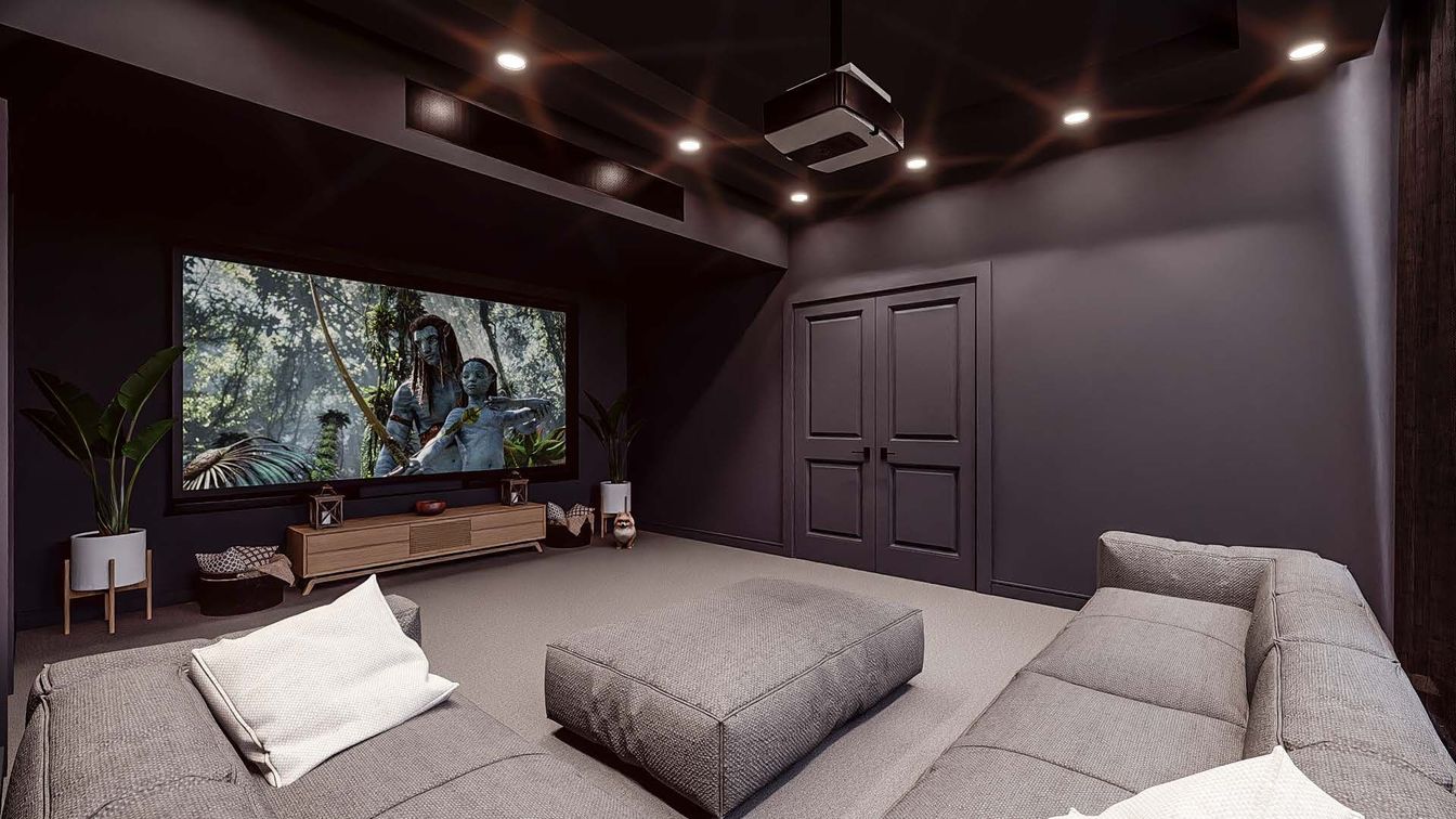 Interior, Projection Screen, Recessed Lighting, Theatre Room
