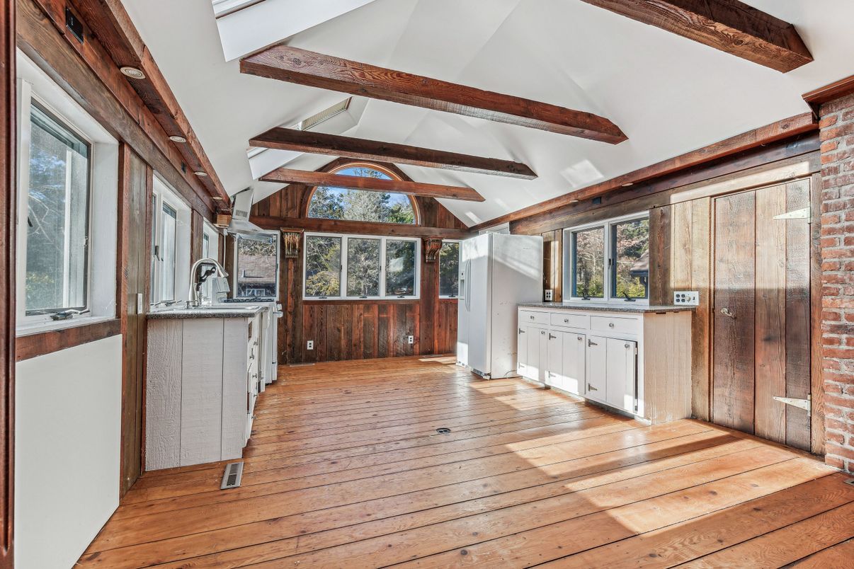 Interior, Stone Walls, Wooden Beams, Wood Texture Flooring