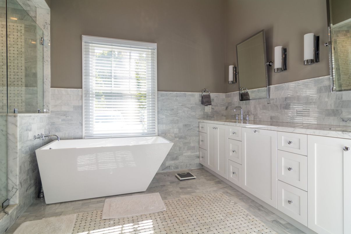 Bathroom, Dual Sink Vanities, Free Standing Baths, Glass Shower, Interior