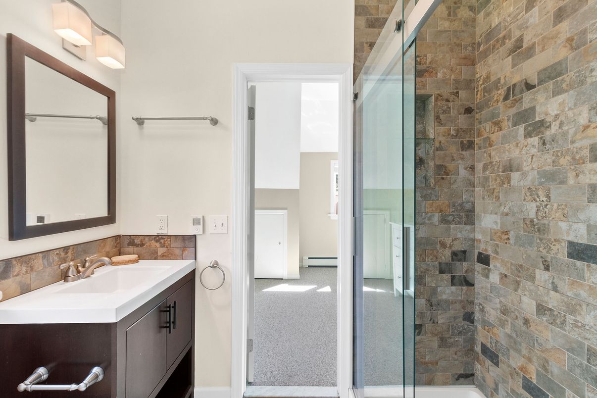 Bathroom, Glass Shower, Interior, Stone Walls