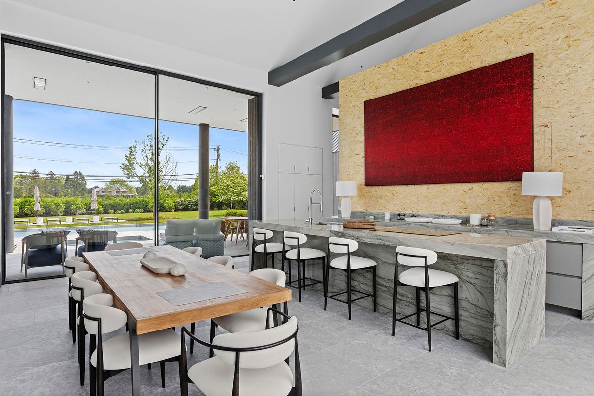 Dining room, Interior, Recessed Lighting, Wooden Beams