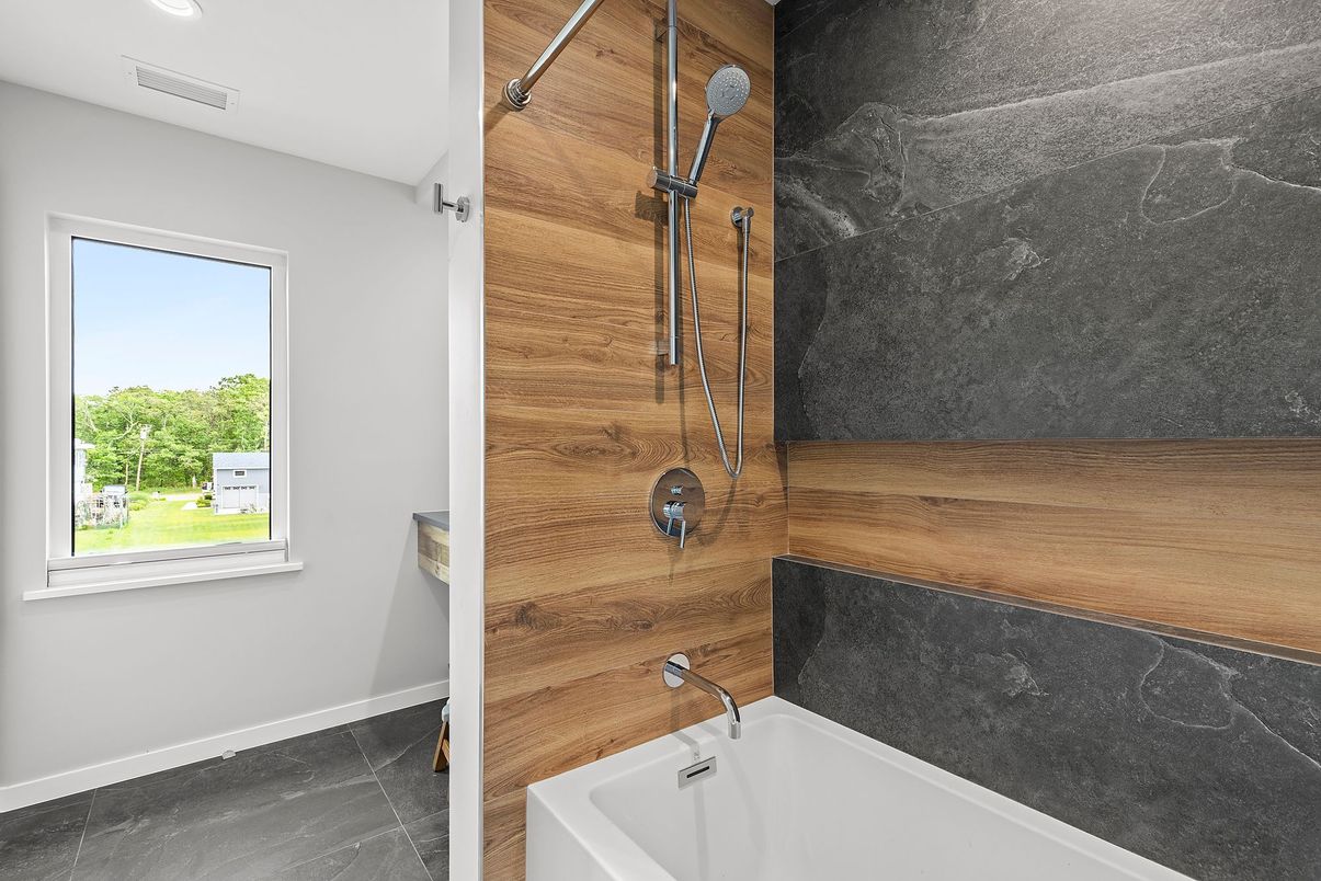 Bathroom, Interior, Recessed Lighting, Wooden Walls