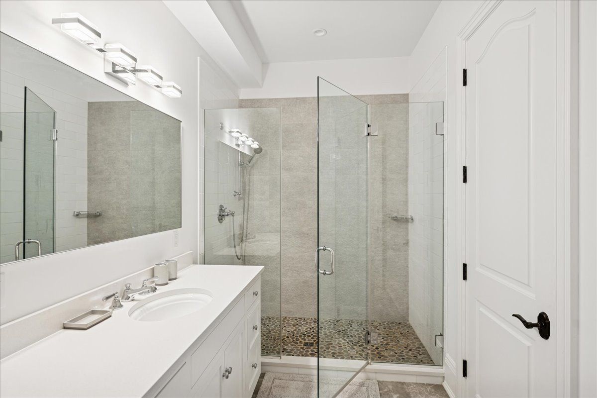 Bathroom, Glass Shower, Interior, Recessed Lighting