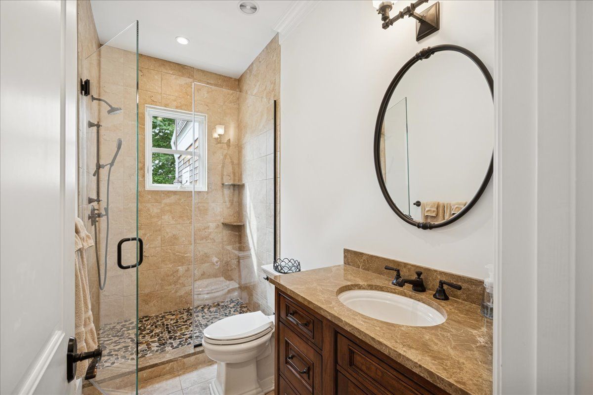 Bathroom, Glass Shower, Interior, Recessed Lighting
