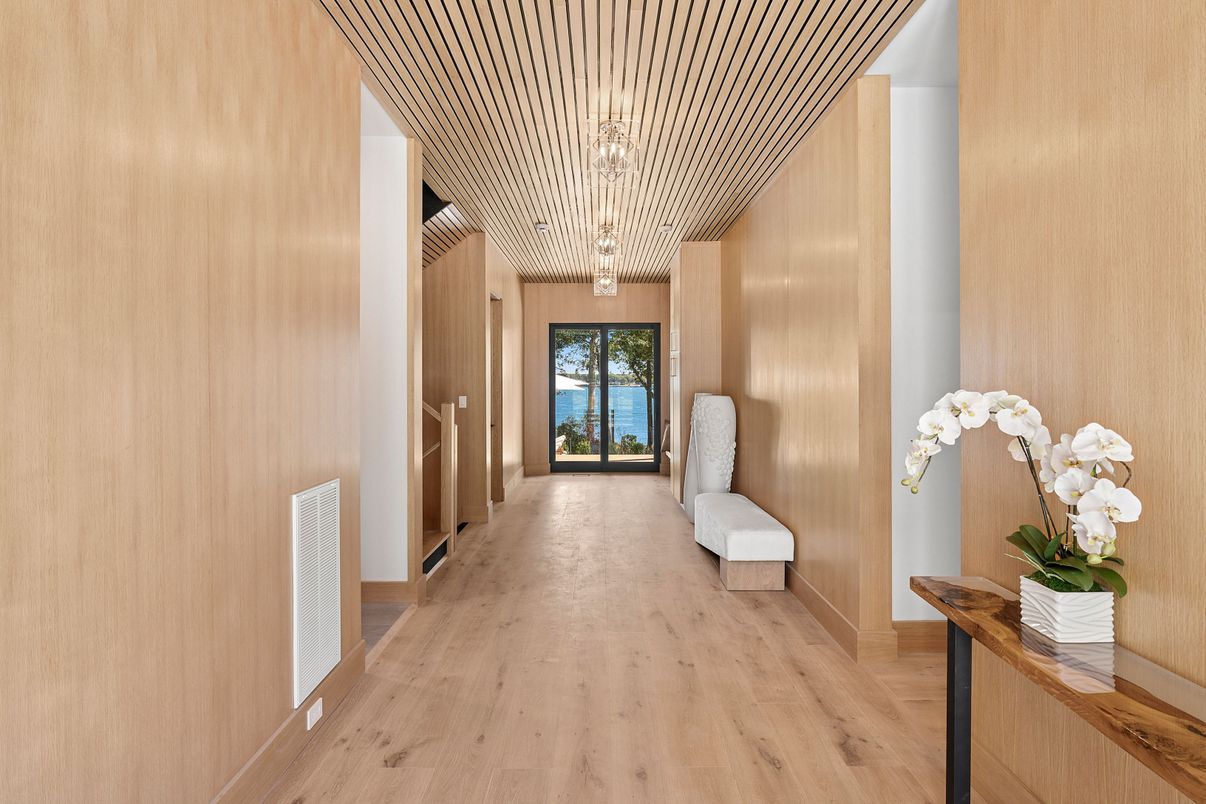 Chandelier, Interior, Wood Texture Flooring, Wooden Walls