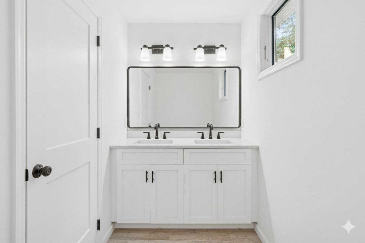 Bathroom, Dual Sink Vanities, Interior, Wood Texture Flooring
