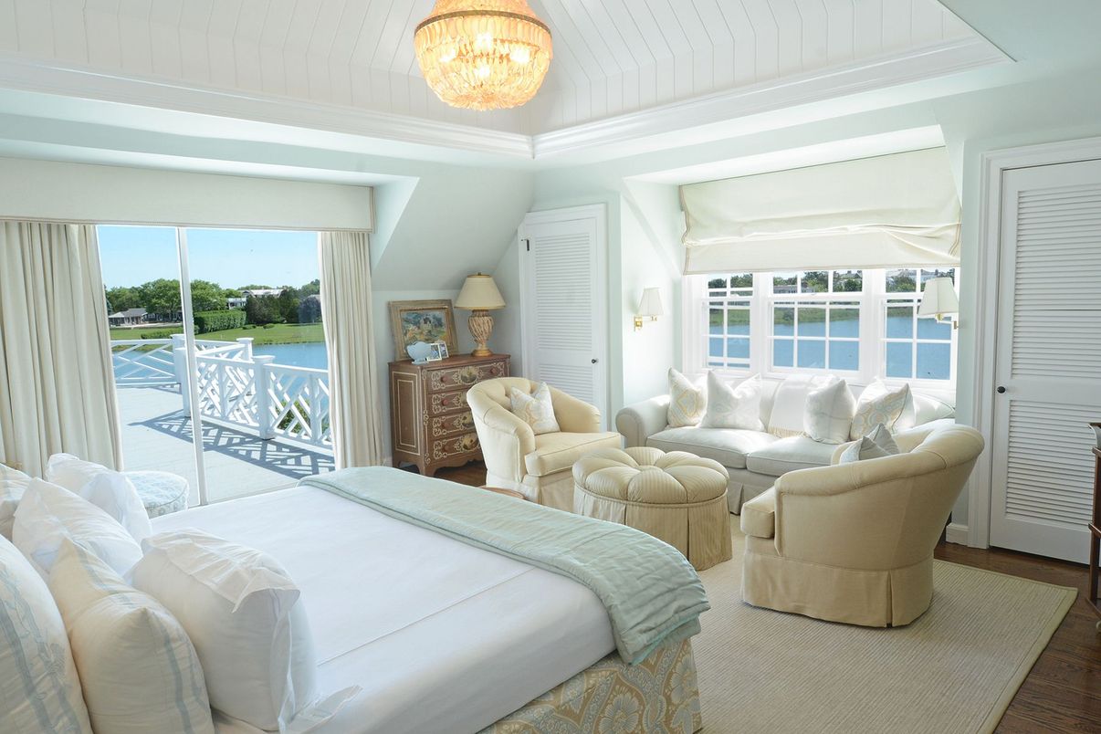 Bedroom, Chandelier, Interior, Water, Wood Texture Flooring