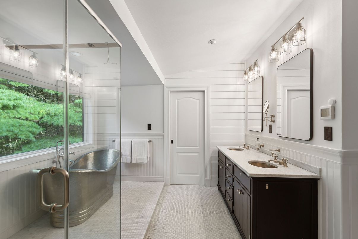 Bathroom, Dual Sink Vanities, Free Standing Baths, Glass Shower, Interior