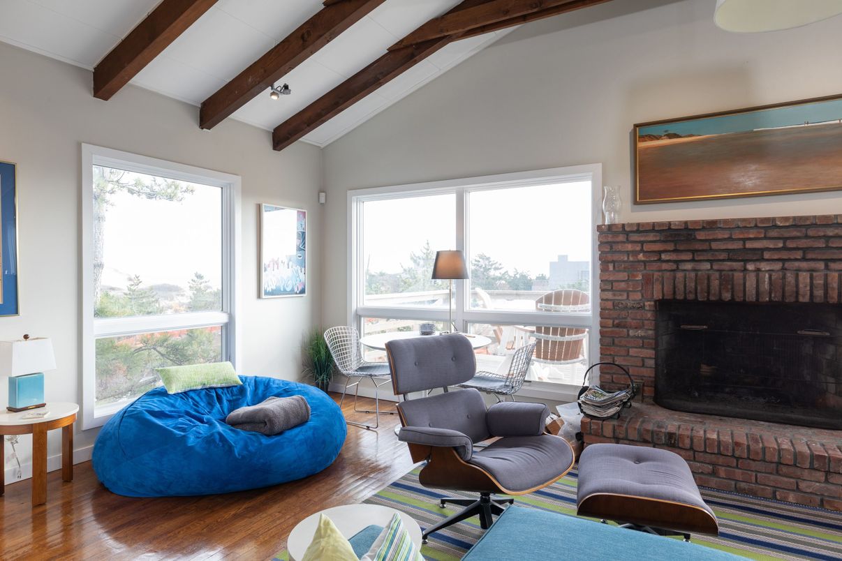 Fireplace, Interior, Living room, Wooden Beams, Wood Texture Flooring