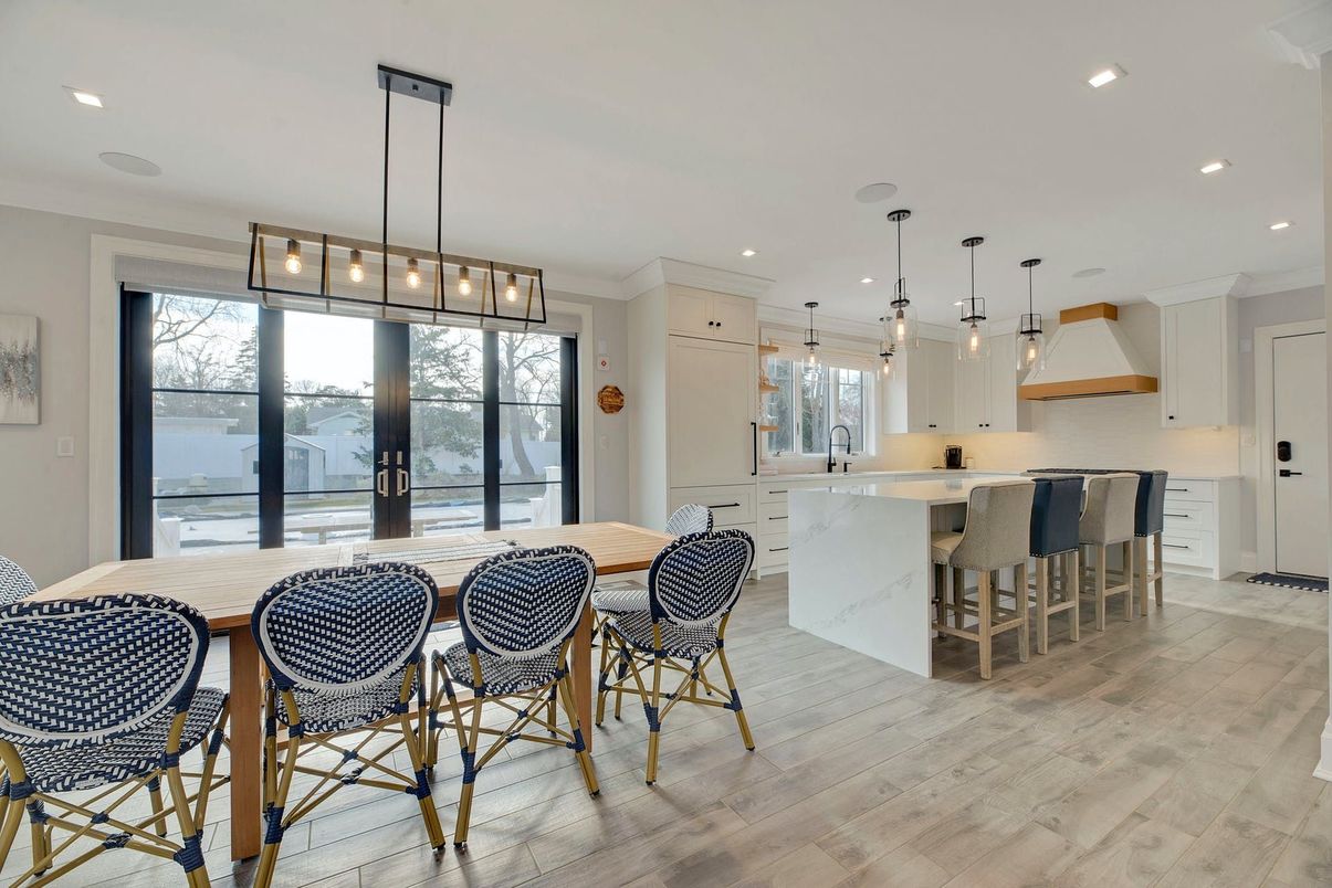 Interior, Kitchen, Pendant Lights, Recessed Lighting, Wood Texture Flooring
