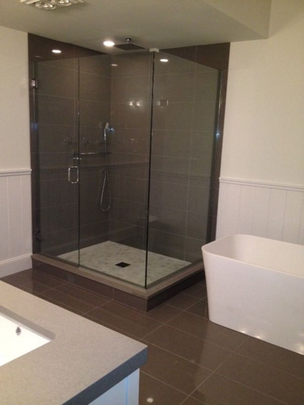 Bathroom, Free Standing Baths, Glass Shower, Interior, Recessed Lighting