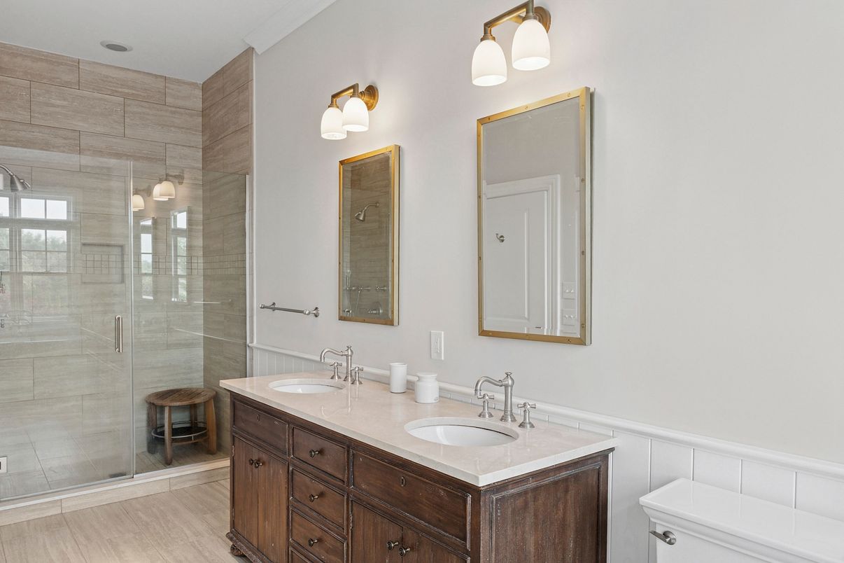 Bathroom, Dual Sink Vanities, Glass Shower, Interior