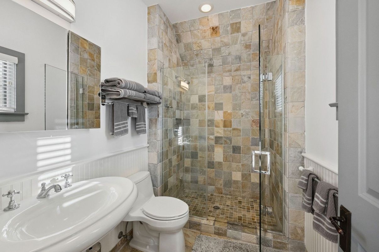 Bathroom, Glass Shower, Interior, Recessed Lighting