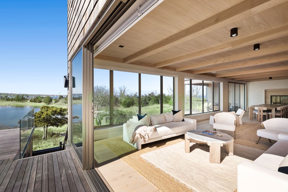 Interior, Living room, Water, Wooden Beams, Wooden Ceilings, Wood Texture Flooring