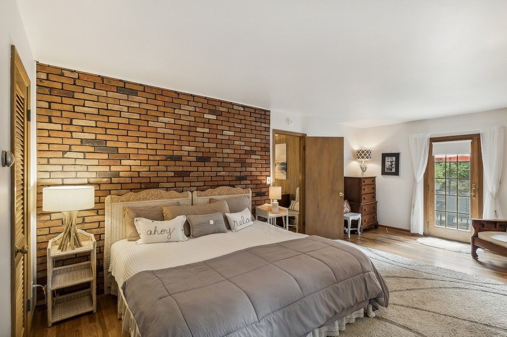 Bedroom, Interior, Stone Walls, Wood Texture Flooring