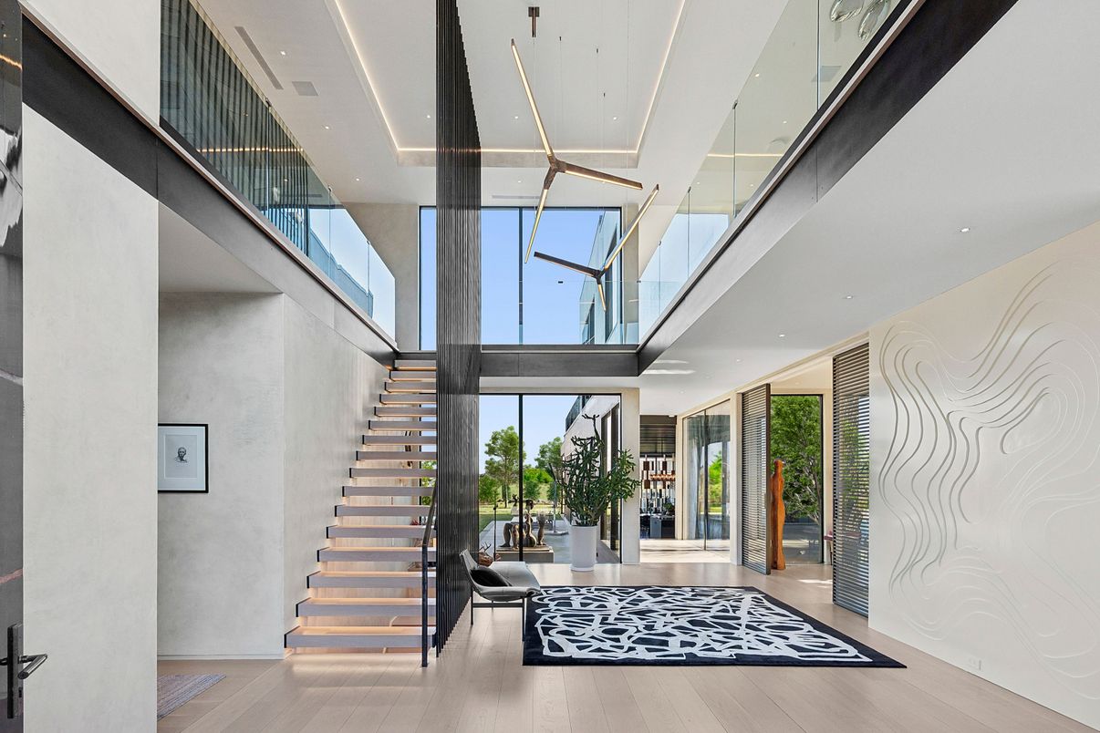 Glass Ceilings, Interior, Recessed Lighting, Wood Texture Flooring