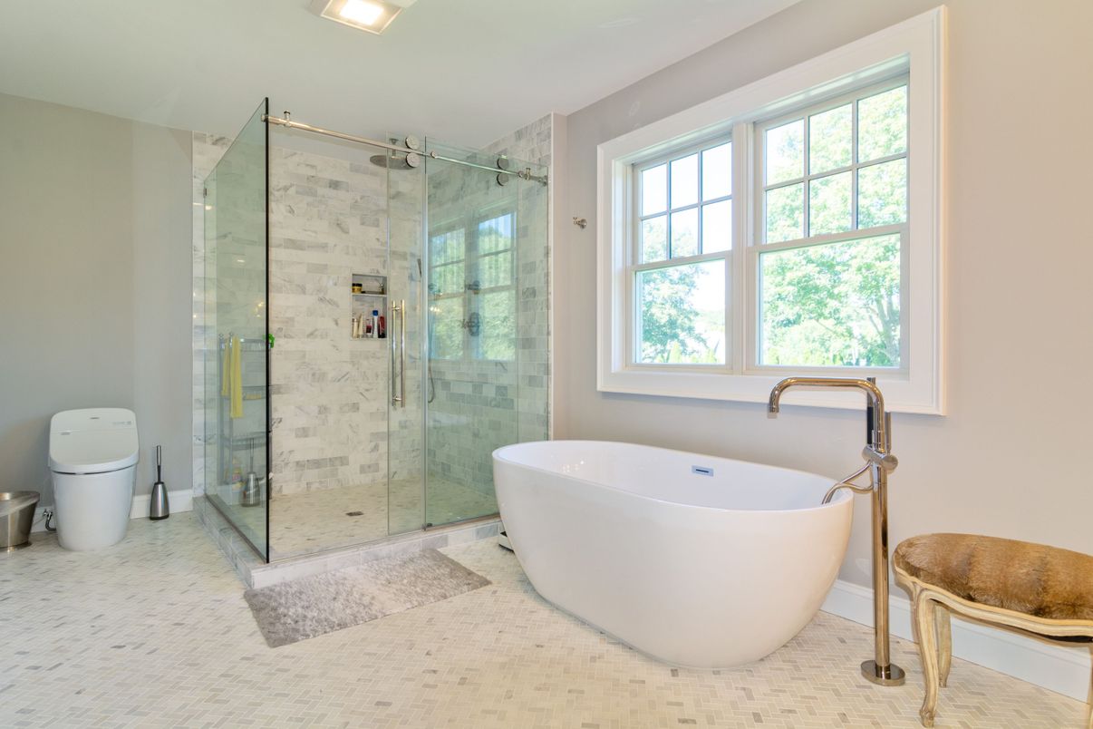 Bathroom, Free Standing Baths, Glass Shower, Interior