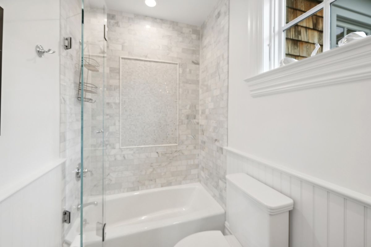 Bathroom, Glass Shower, Interior, Recessed Lighting