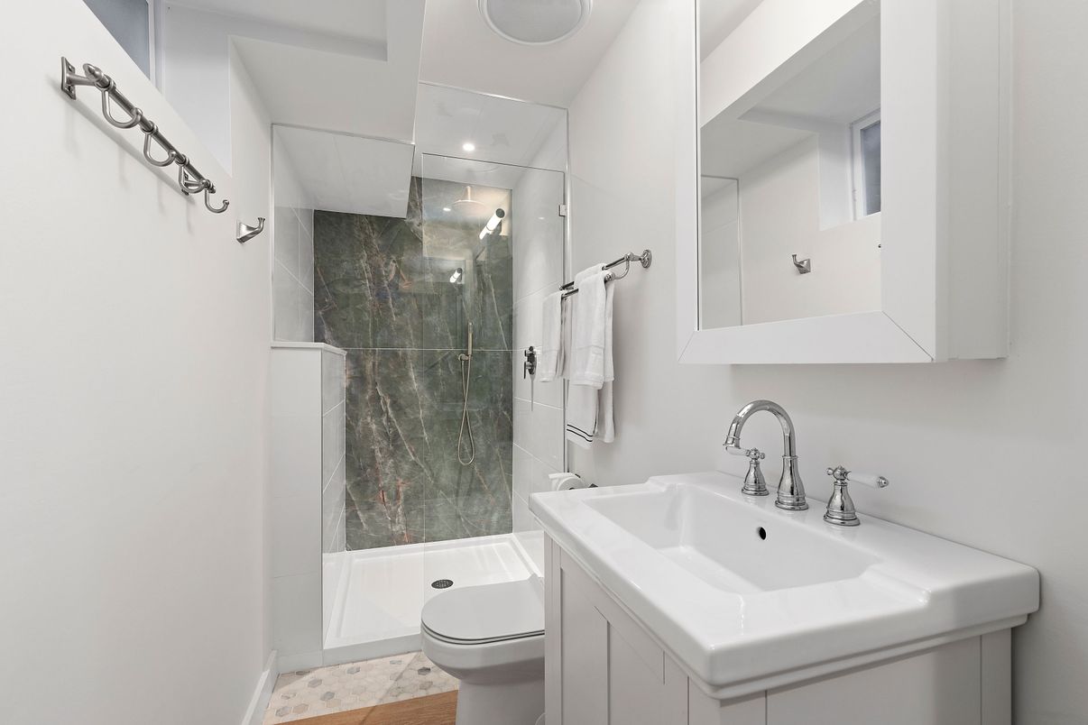 Bathroom, Glass Shower, Interior, Recessed Lighting
