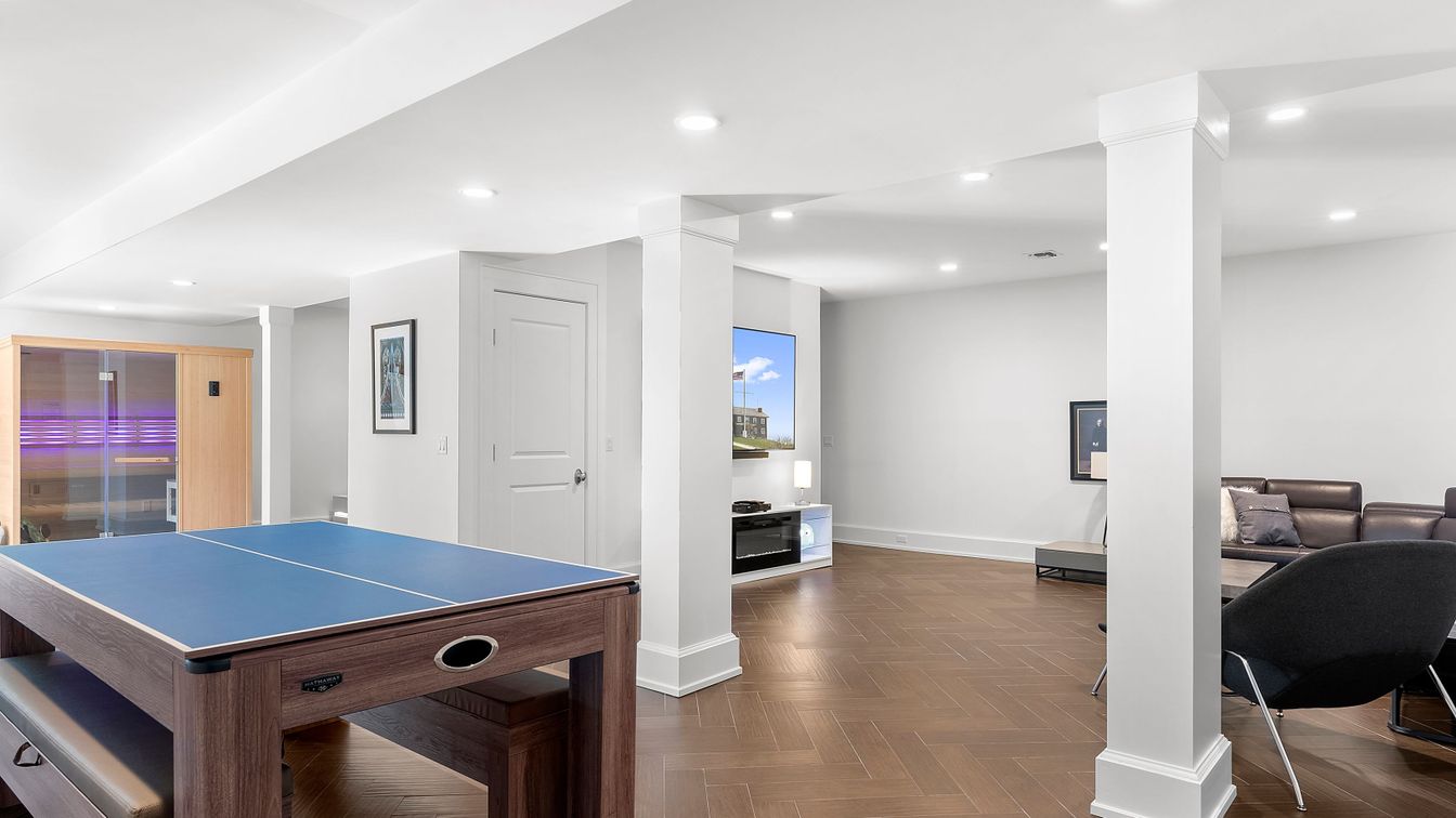 Game Room, Interior, Recessed Lighting, Wood Texture Flooring