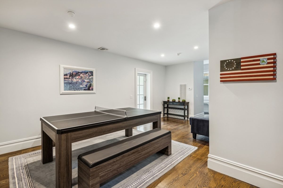 Game Room, Interior, Recessed Lighting, Wood Texture Flooring