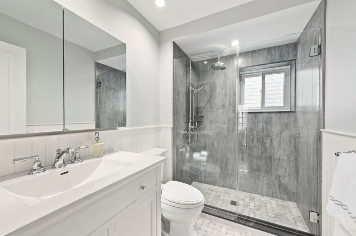 Bathroom, Glass Shower, Interior, Recessed Lighting