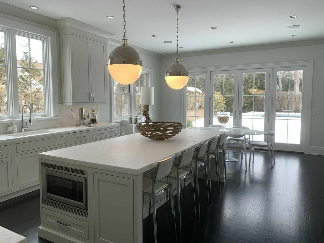 Dining room, Interior, Kitchen, Pendant Lights, Recessed Lighting, Wood Texture Flooring
