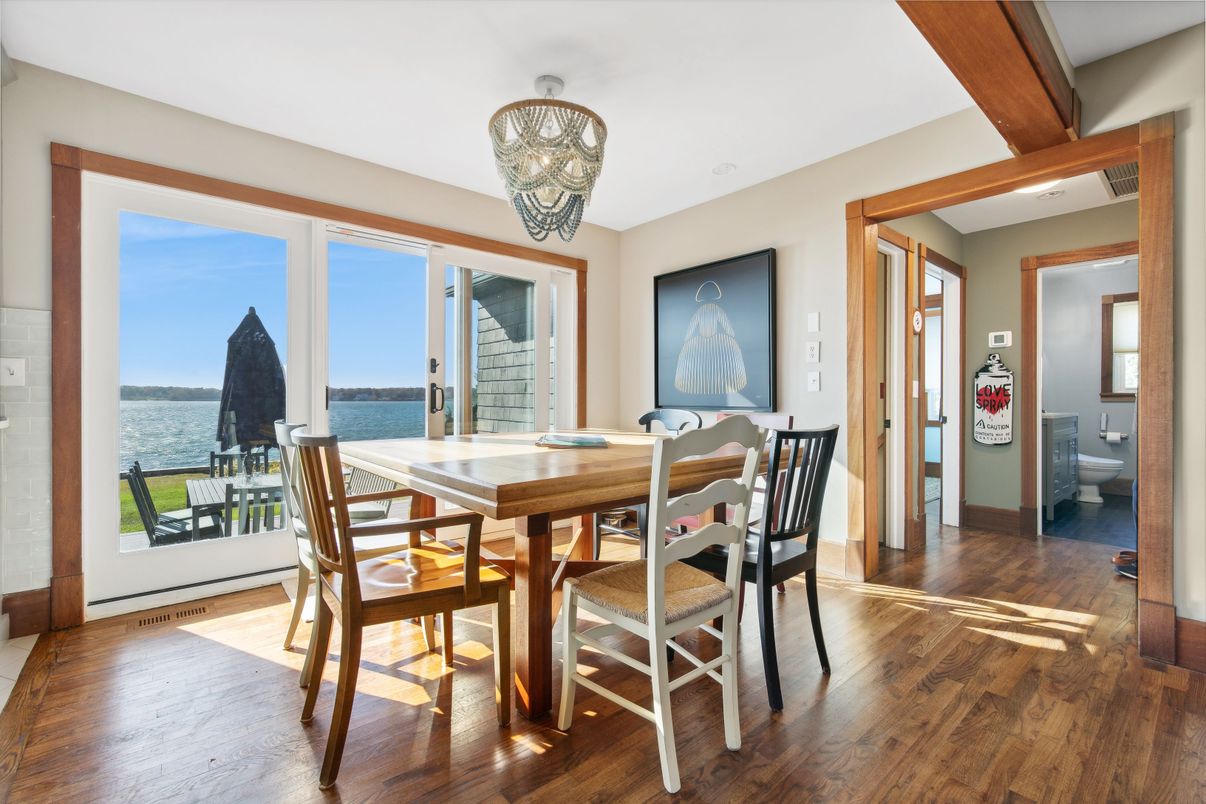 Chandelier, Dining room, Interior, Water, Wood Texture Flooring