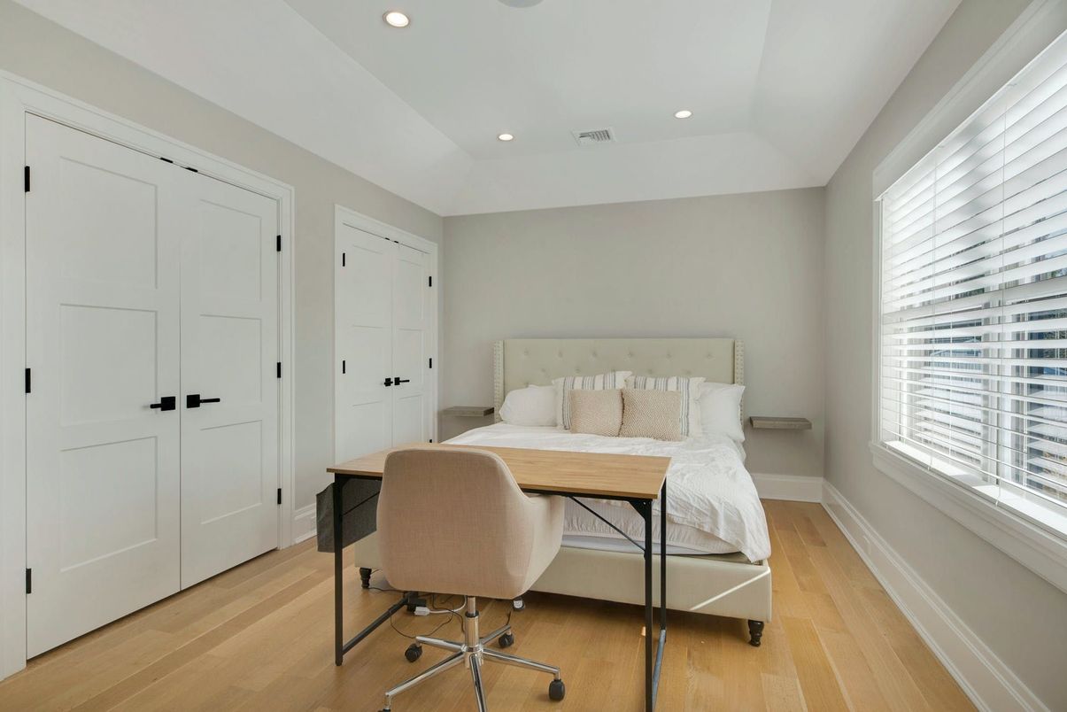 Bedroom, Home Office, Interior, Recessed Lighting, Wood Texture Flooring