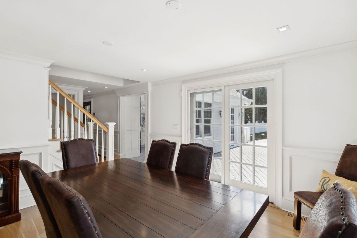 Dining room, Interior, Recessed Lighting, Wood Texture Flooring