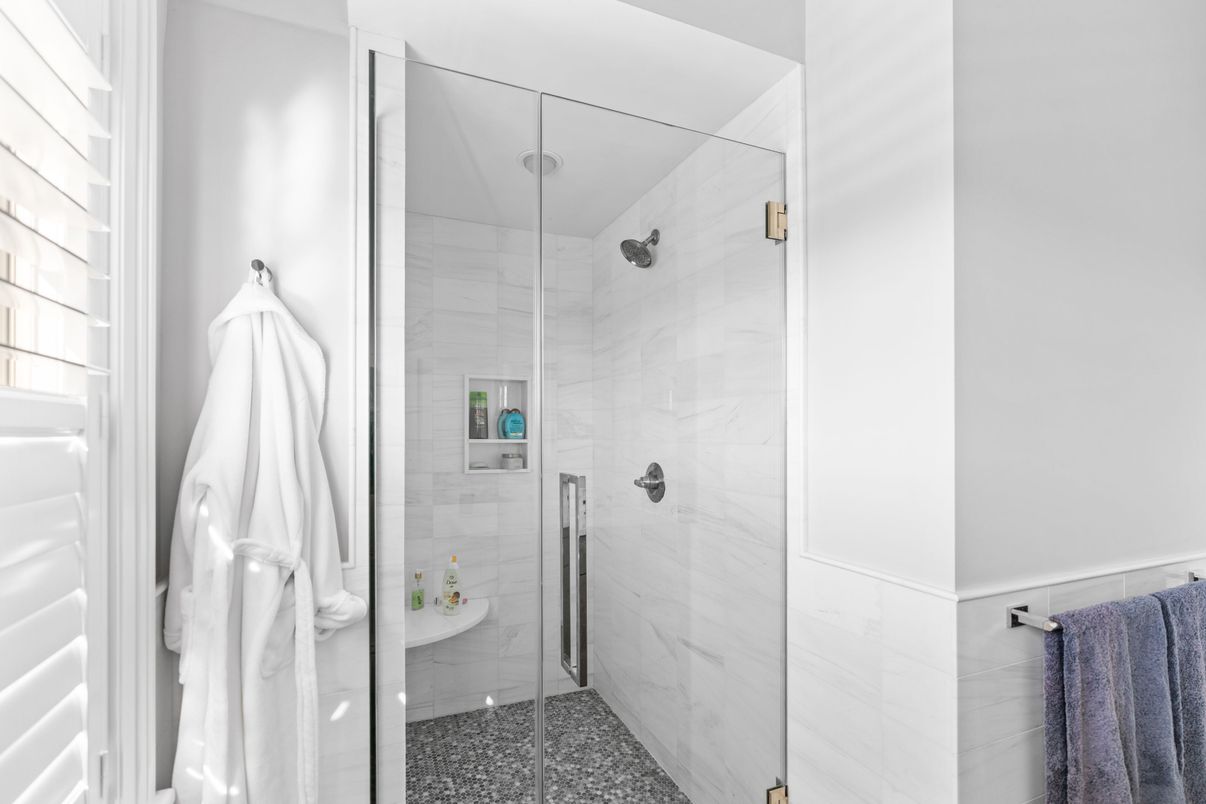 Bathroom, Glass Shower, Interior, Marble Walls