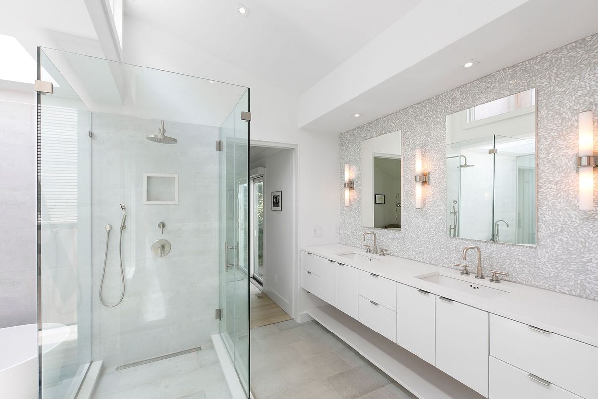 Bathroom, Dual Sink Vanities, Glass Shower, Interior, Recessed Lighting