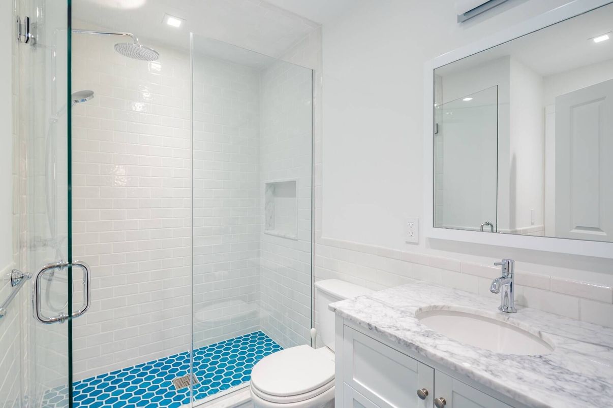 Bathroom, Glass Shower, Interior, Recessed Lighting