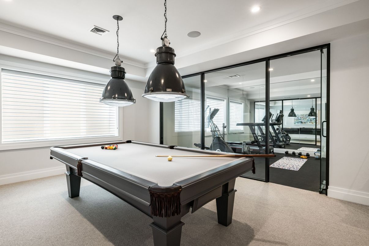 Billiard Table, Fitness Equipment, Game Room, Interior, Pendant Lights, Recessed Lighting