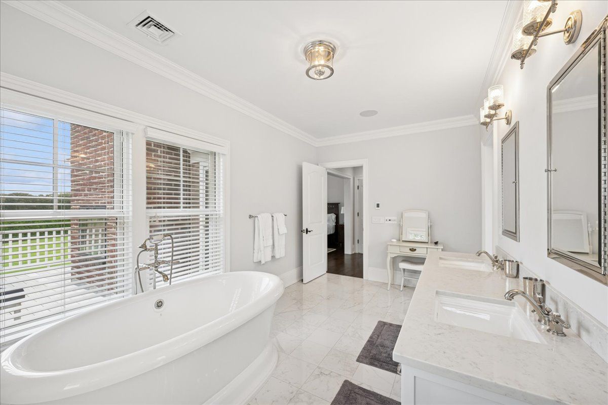 Bathroom, Dual Sink Vanities, Free Standing Baths, Interior, Marble