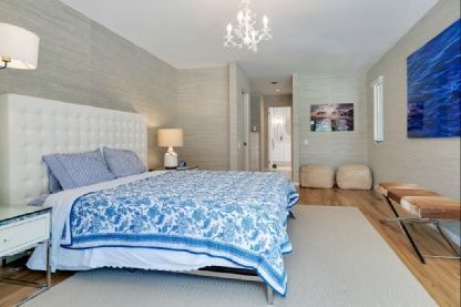 Bedroom, Chandelier, Interior, Recessed Lighting, Wood Texture Flooring