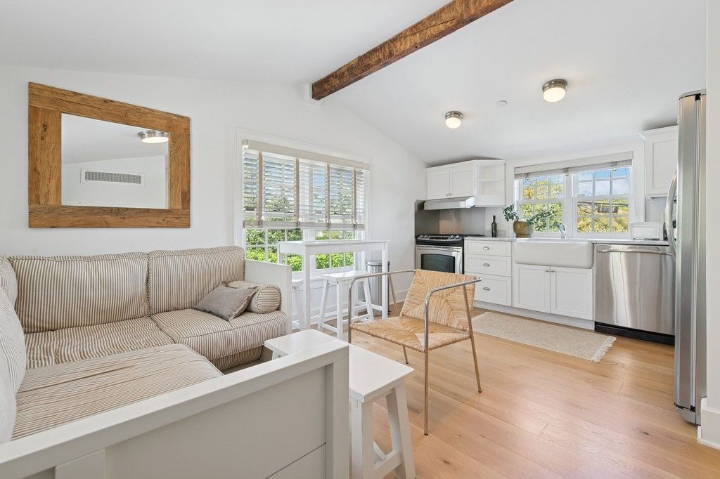 Interior, Kitchen, Living room, Stainless Steel Appliances, Wooden Beams, Wood Texture Flooring