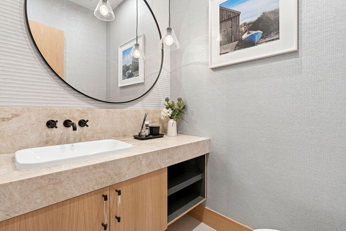 Bathroom, Dual Sink Vanities, Interior, Pendant Lights