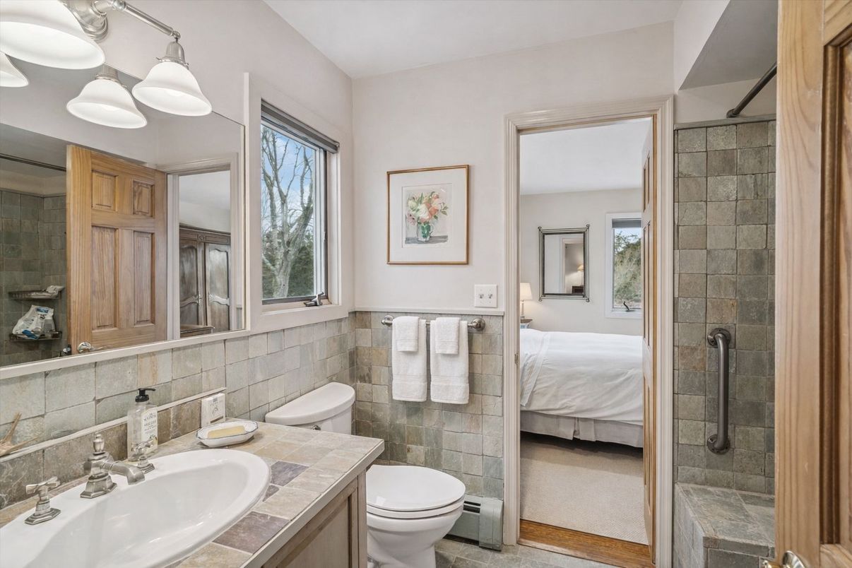 Bathroom, Bedroom, Glass Shower, Interior, Tile Countertops
