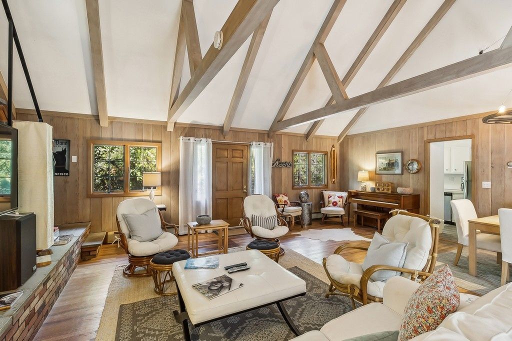 Interior, Living room, Piano, Wooden Beams, Wood Texture Flooring, Wooden Walls