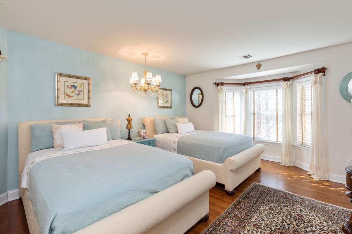 Bedroom, Chandelier, Interior, Wood Texture Flooring