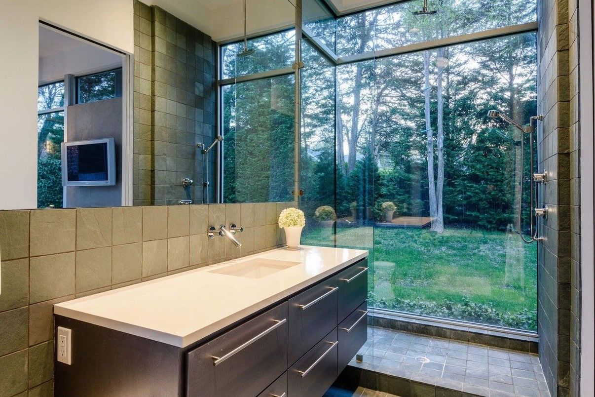 Bathroom, Glass Ceilings, Glass Shower, Interior, Sun Room