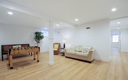 Game Room, Interior, Recessed Lighting, Wood Texture Flooring