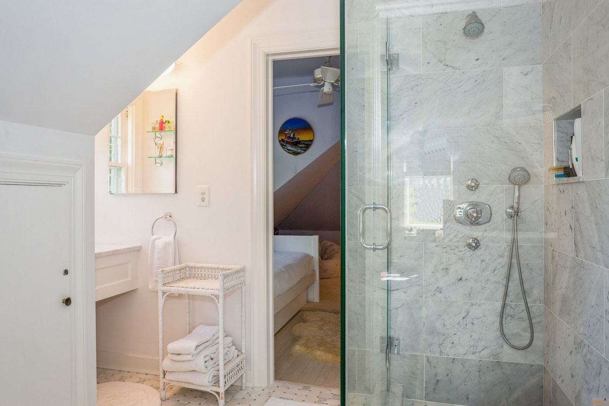 Bathroom, Glass Shower, Interior, Marble Walls