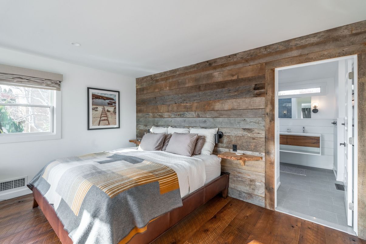 Bedroom, Interior, Wood Texture Flooring, Wooden Walls